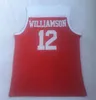 Męska NCAA 12 Zion Williamson Koszulki Spartanburg Griffins Day High School Zion Williamson College Koszykówka Jersey Czerwony Biały