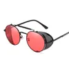 Luxury-Retro Steampunk Sunglasses goggle Round Designer Steam Punk Metal Shields Sunglasses Men Women UV400 Gafas de Sol192Y