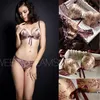 Femmes Deep V Lace Decro Underwire Bra Sets Push-Up Solid B C Cup Bra Outfit