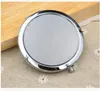 300 pièces livraison gratuite 70mm poche Compact miroir favorise rond métal argent miroir de maquillage cadeau promotionnel