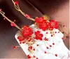 Bride wedding headdress red Hanfu head flower Chinese hairpin new toast clothing hair accessories wedding evening dress accessories