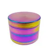 The latest four-layer rainbow-colored gradient bright smoke grinder 40X35mm size zinc aluminum smoking grinder Support customized logo