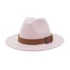 جودة الرجال نساء نساء فيدورا بنما الصوف شعرت قبعة مع حزام بني بوكلي كبير جاز تريلبي كاب الحزب قبعة الزفاف 9250947