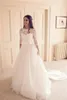 3 4 Long Sleeve Lace Top Dresses Vresses Jewel Neck Fancy Tulle 2020 New Simple Design A Line Bridal Dons