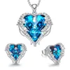 Luksusowy projektant biżuterii Kobiety Naszyjnik Kryształowe kolczyki sercowe lodowe wisiorek zaręczynowy zestaw ślubny Bling Diamond Mash
