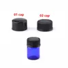 1 ml 2 ml 3 ml bottiglia di olio essenziale di vetro blu piccolo con tappo nero Tamper Evident riduttore bottiglia campione spedizione veloce F3379