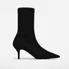 2018新しい高級デザインライター入用奇妙なヒールの靴下のブーツ女性セクシーなハイヒールの靴の女性黒赤イエローストレッチブーツ