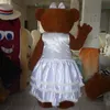 2019 högkvalitativt bröllopspar brudbjörn maskot kostym med vit brudklänning för vuxen att bära