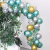 50PCs Balloon Garland 12inch Macaron Mint Green Gold Silver Metallic Ballonger Arch Kit för Jungle Theme Party Supplies Födelsedag