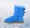 Vendita calda Nuove donne Australia Stivali alti classici Stivali da ragazza da donna Stivali da neve Stivali invernali fucsia nero blu rosso scarpe in pelle