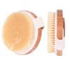 Brosse de bain ronde en poils de sanglier naturels, Circulation de la Cellulite, Massage SPA, poignée en bambou, brosse pour le corps, brossage humide ou sec, brosse pour le dos