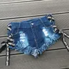 Sexig Tassel Denim Booty Shorts Bandage Vintage Söt Bikini Sexig Jeans Shorts Low Rise Micro Mini Short Erotic Culb Wear FX2811