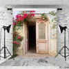 wooden door flower photography background backdrop portrait for photo shoot 5X7ft vinyl cloth backdrops for photo studio camera photo