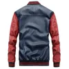 Winter Motorcycle Fleece Leather Jacket Men Embroidery Casual Baseball Coats College   Pilot Leather Jackets 4XL