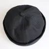 Mode-brimless Chapeau pour Hommes Femmes Bonnet ajustée en coton Crâne Noir brimless Cap Docker Sailor Montre Bonnet