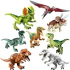 Mini figurki jurajski park dinozaurów blokuje 8pcs dużo velociraptor tyranosaurus rex budowanie zestawów