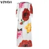 VONDA 2019 été plage robe bohème femmes sexy hors de l'épaule imprimé floral maxi robes longues vacances plus la taille robes 5XL MX200319