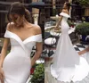 Robes 2020 Vente chaude robes de mariée sirène bohème satin des robes de mariée épaule vestido de noiva princesse robes de mariage