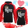 Mujeres amantes de las mujeres con capucha Casual King reina Crown Crown Pocket Hoody Slim Sweatshirt Pareja cálida capucha Pullovers Abrigo