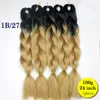 2 pièces Ombre couleur 24 "100G Jumbo tresses cheveux synthétiques Jumbo Extension de cheveux Afro cheveux produits deux tons haute température tressage