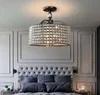 Kristall ljuskrona belysningsdiameter 42cm krom svart vintage taklampa för vardagsrum sovrum hall foajé balkong ljus myy