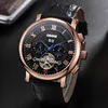 ONOLA Marke business multifunktions automatische mechanische uhr männlichen große zifferblatt leder orgin stahl wasserdicht rose gold uhr mann