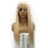 Full Lace Human Hair Wigs Brazilian Light Blonde Human Hair Färg 60 # Straight Tjock Glueless Lace Front Pärlor med Baby Hair