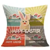 Pasen Linnen Kussensloop Vierkant Happy Pasen Retro Egg Bunny Rabbit Design Kussensloop Sofa Car Cushion Covers Festival Home Decors 23 Style