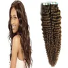 Nieuwe Tape in Extensions Onverwerkte Remy Menselijk Haar Goedkope Virgin Braziliaanse Diepe Golftape in Human Hair Extensions Skin Inslag Donkerbruin 40pcs