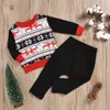 Ragazzo Bambini Set di abbigliamento natalizio manica lunga O-Collo Stampa cervo Camicia + pantaloni Set di abbigliamento Set di 2 pezzi di Natale Abbigliamento outwear