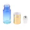 Bouteille en verre dégradé de 5ml, bouteilles vides d'huile essentielle de parfum avec récipient à roulettes en métal pour usage domestique et de voyage