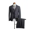 Real Picture Winter Gray Tweed Fabric Man Business Passar Brudgum Tuxedos Män Party Coat Waistcoat Byxor uppsättningar (Jacka + Vest + Byxor + Tie) K54