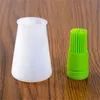 100pcs Portable Silicone Oil Pepper Bottle With Brush Measuring Cup Cap Baking BBQ Basting Brushes Pastry Oil Meat Bread Kitchen Tool Tools