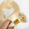 Ryska Human Hair Virgin 1g / Strand 18 till 26 tum Rak 100g Brun Vit Blondin Double Drawn Nano Tip Keratin Pre Bonded Hair Extensions