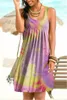 Tie-dye sans manches impression femmes robe Hot Designer mode col rond jupe courte taille haute robes bretelles femme robe d'été