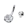 1PC Single Crystal Rhinestone Steel Navel Ring Belly Piercing Fashion Navel Earring Barbell Belly Button Rings Sexy Body Jewelry