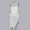 夏のセクシーなタッセルダイヤモンドパーティードレスボディコンスパゲッティストラップエレガントな白いドレス女性クラブミニベスティド