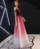 스파게티 긴 시폰 신부 들러리 드레스 드레스 2019 라인 간단한 플러스 사이즈 Bridemaids 드레스 드레스 점진적 얇은 명예 푸른 색과 어두운 빨간색