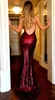 Mode dentelle paillettes femmes dîner robe bretelles Spaghetti robe formelle longue sirène robe de soirée robe de soirée