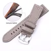 HENGRC Genuine Leather Watchbands Bracelet Black Blue Gray Brown Cowhide Watch Strap For Women Men 18 20mm 22mm 24mm Wrist Band