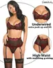 Bras Sets Women Sexy Lace Belt Stocking G-string Underwear Babydoll Sleepwear Set283Z