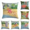 Flamingo Serisi Keten Dekoratif Yastık Kapakları ve Yastık Kapak 45 * 45 cm Pamuk Keten Baskılı Yastık Kılıfı