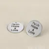 Fashion Inspirational Accessories Stainless steel Round Pendant Engraved Faith Hope and Love for Jewelry Young Friends