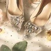 2020 NYTT Fashion Silver Luxury Pärlagd Sequined Designer Women Wedding Shoes High Heels 8cm Pointed Toes Pumpar Wedding Dress Shoes 2310