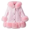 Quente Moda Bebê do inverno casacos de pele para meninas de manga longa com capuz grossas Meninas Jacket para a festa de Natal dos miúdos Fur Outwear Roupas