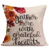 Bonne année taie d'oreiller1 pc taie d'oreiller heureux automne Thanksgiving jour doux taie d'oreiller en lin housse de coussin décor à la maison G801