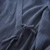 Manto de algodão de algodão de Kimono Crepe masculino Male Cardigan Cardigã Cinza Azul Use Roupas Men