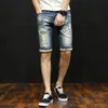 Gaaj Jeans Shorts男性綿Jean Ripped Summri Men's Cowboysバイカーが苦しんでいるヒップホップストリートウェアデニムショートジーンズ男性ズボン