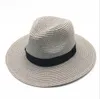 Nya kvinnliga sombreros män sommar hatt klassisk svart girdle panama sunhats jazz hatt strand hattar för kvinnor chapeau de paile femme
