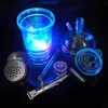 Waterpijpdamp LED met blauwgroene roze verlichting Complete set 1 slang Hookahs Shisha Glass Vaas voor roken